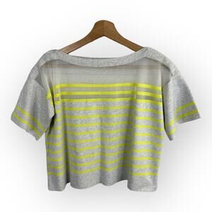 Crawler Crolla Womens size S Cropped Boxy Mesh Sheer Striped Knit Top Sweater